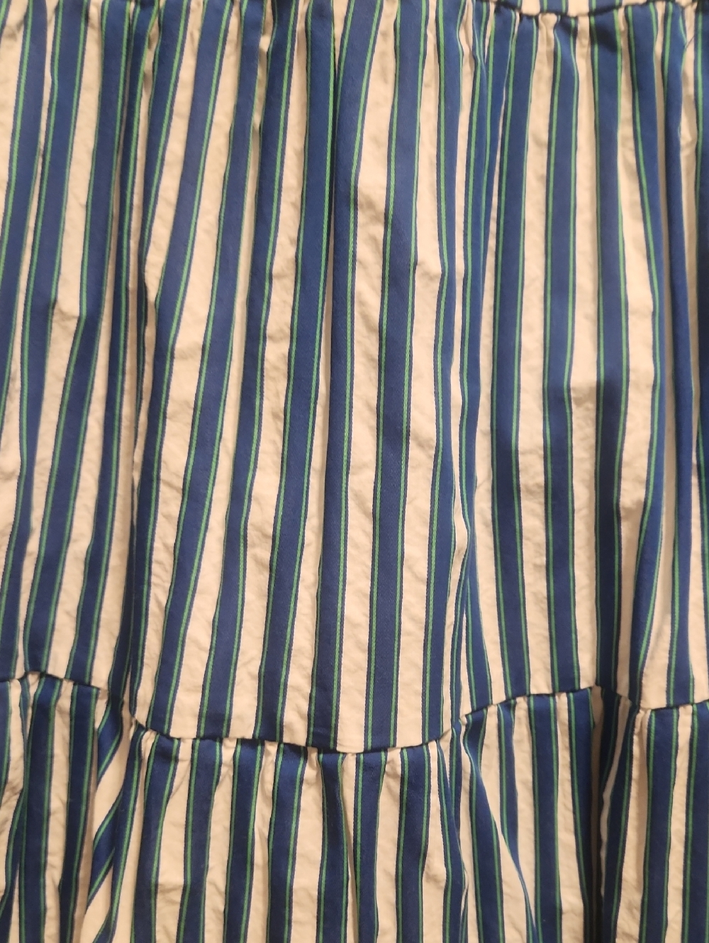 J. Crew Blue Green and White Striped Tiered Ruffle Dress - Picture 5 of 11
